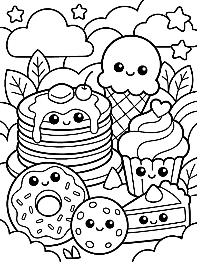 Sweet Treats colouring page: the line art