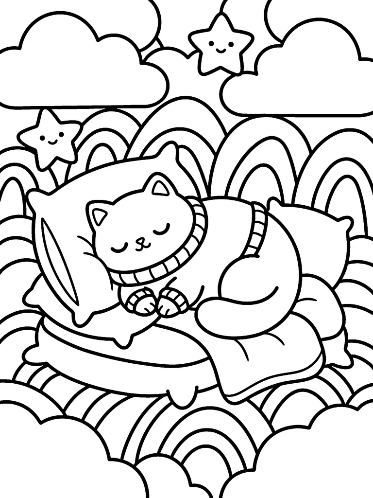 Cozy aesthetic colouring page: the line art