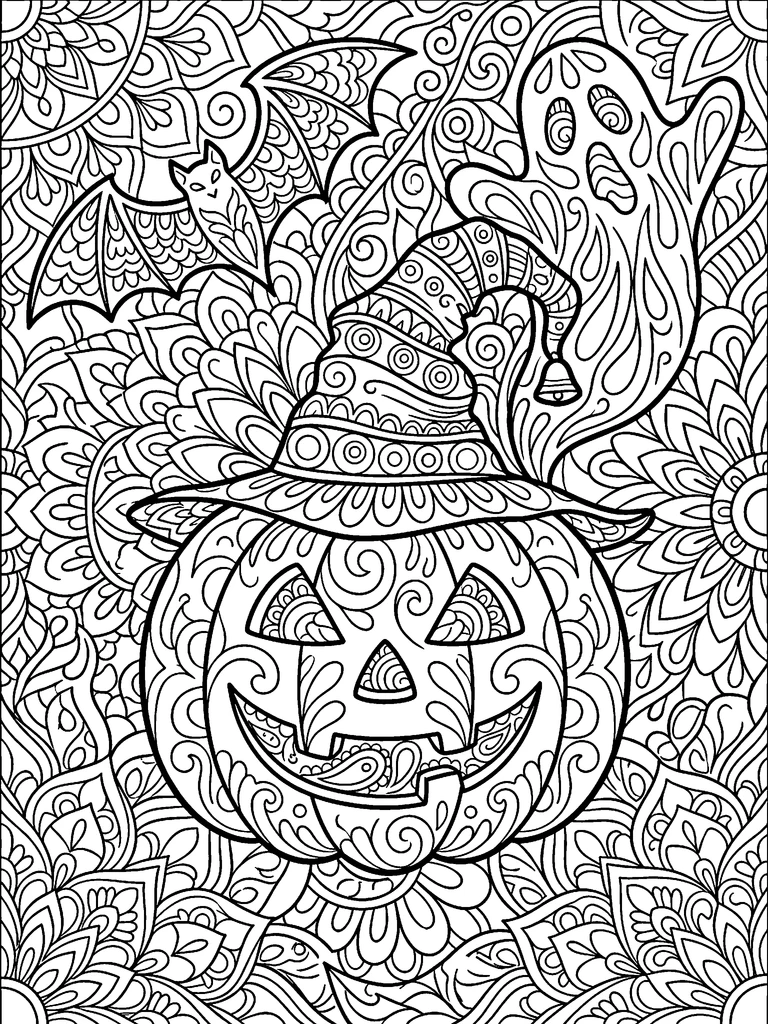 Halloween colouring page: the line art